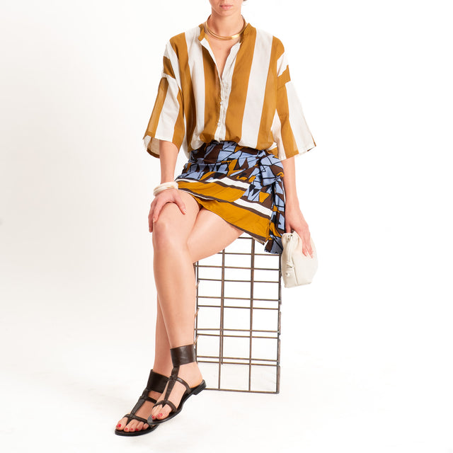 Tensione in-Camicia mussola a righe - panna/tabacco