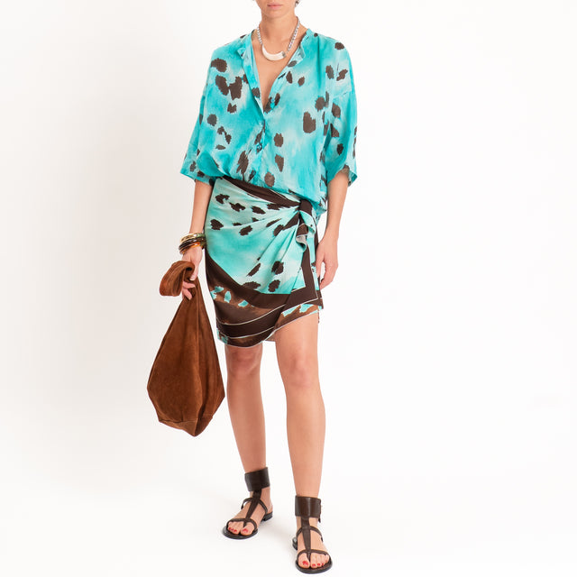 Tensione in-Camicia mussola fantasia - acqua/moro