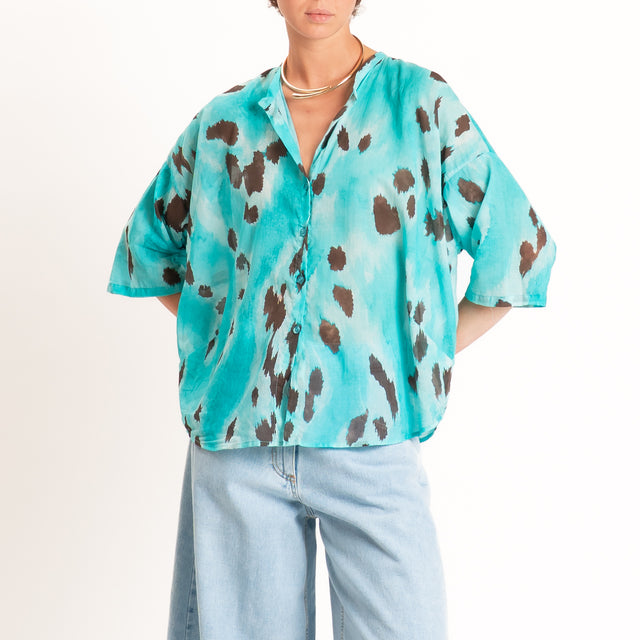 Tensione in-Camicia mussola fantasia - acqua/moro