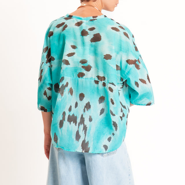 Tensione in-Camicia mussola fantasia - acqua/moro