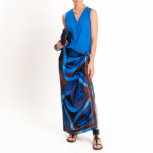 Tensione in-Gonna pareo fantasia optical - royal/moro/nero