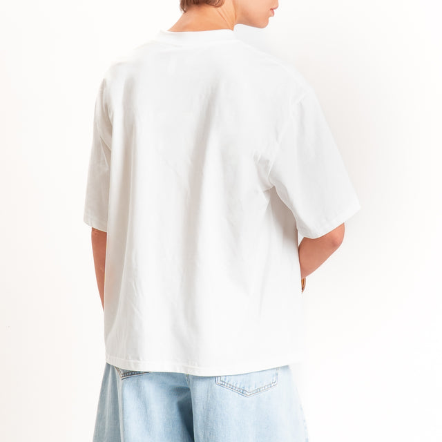 Tensione in-T-shirt taschino paillettes - panna/menta