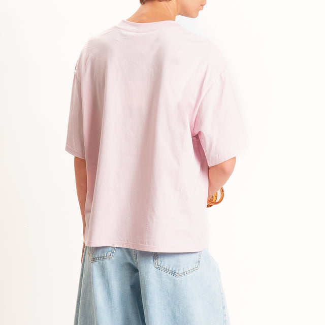 Tensione in-T-shirt taschino paillettes - rosa/fucsia