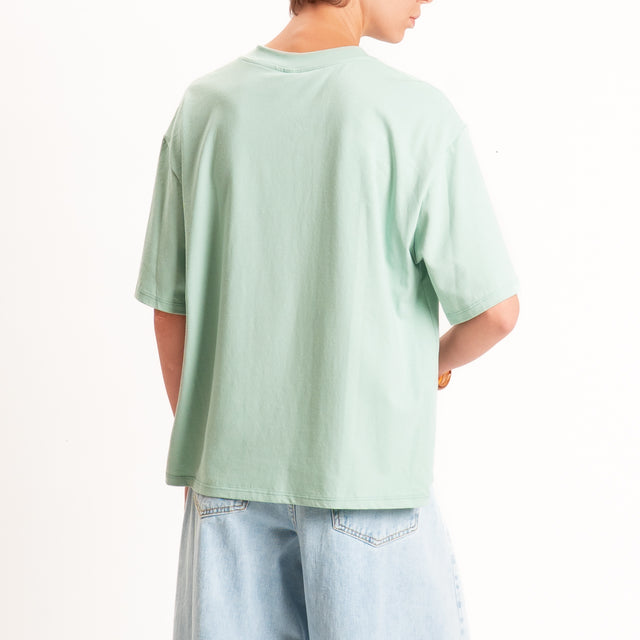 Tensione in-T-shirt taschino paillettes - acqua/menta