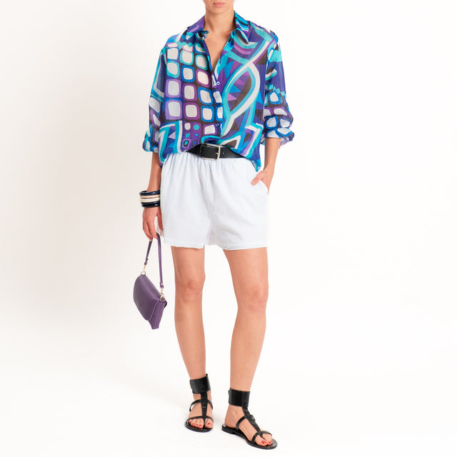 Tensione in-Camicia mussola fantasia geometrica - viola/royal/turchese