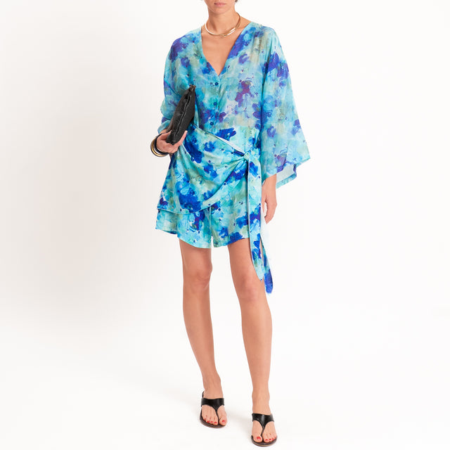 Tensione in-Chemisier mussola fantasia floreale - azzurro/royal