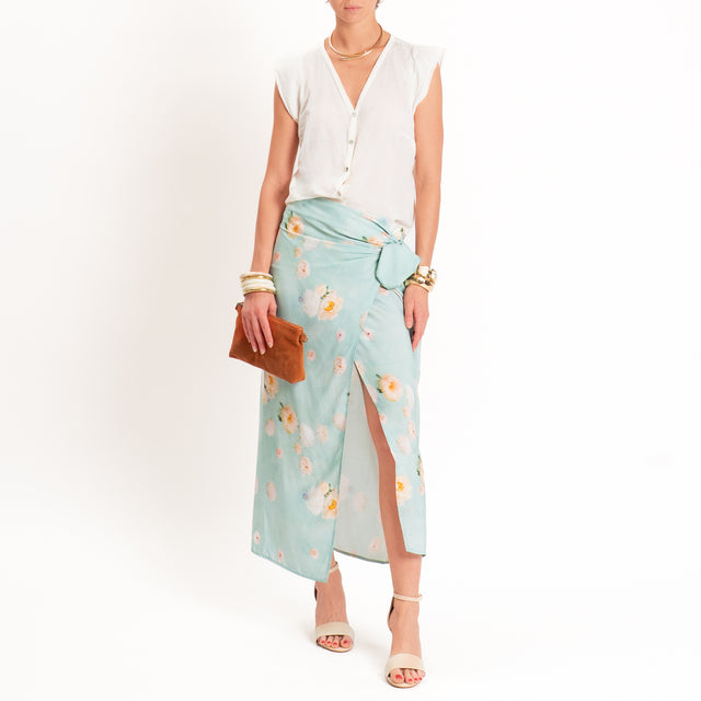 Tensione in-Gonna portafoglio fantasia fiori - acqua/peach
