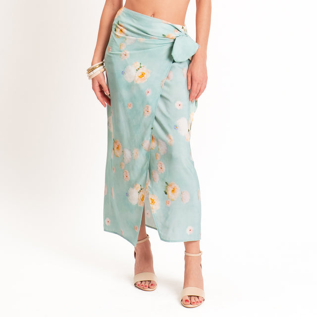 Tensione in-Gonna portafoglio fantasia fiori - acqua/peach