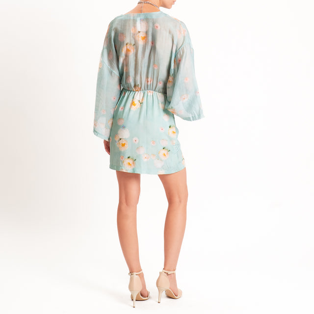 Tensione in-Chemisier mussola fantasia fiori - acqua/peach