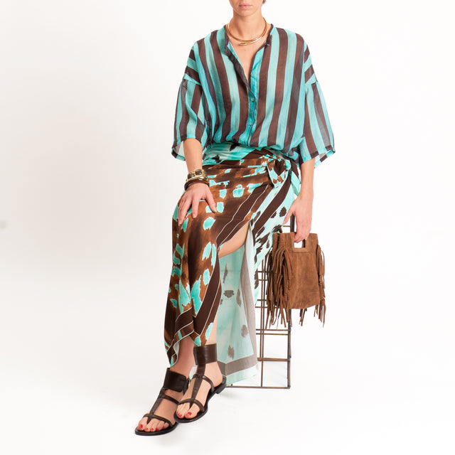 Tensione in-Camicia mussola a righe - moro/turchese