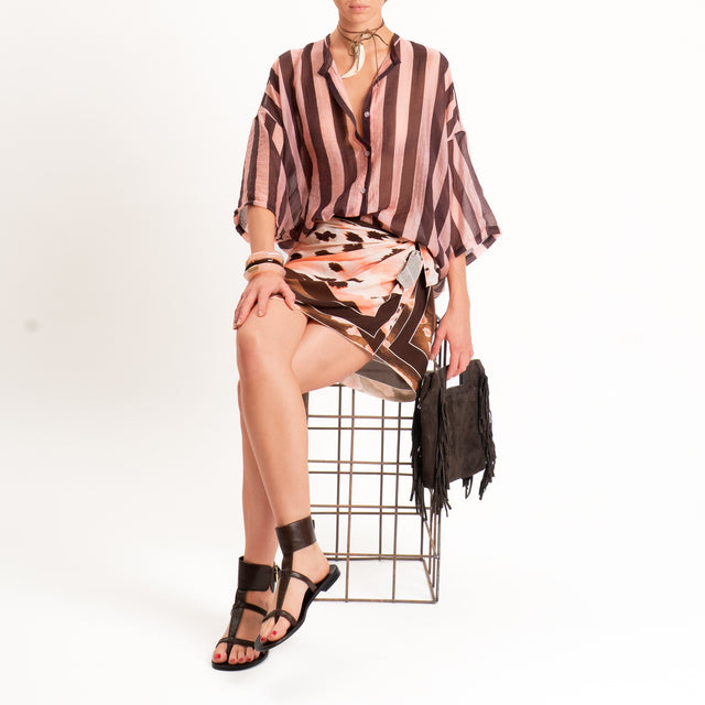 Tensione in-Camicia mussola a righe - moro/rosa