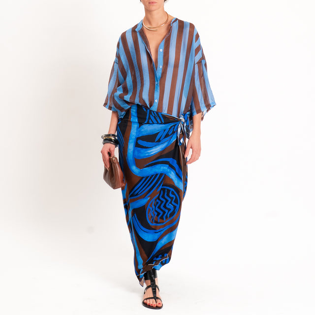 Tensione in-Camicia mussola a righe - moro/royal