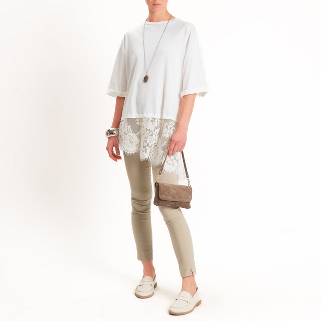 Tensione in-Pantalone slim lungezza alla caviglia - beige