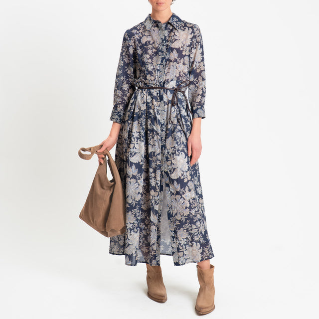 Tensione in-Chemisier in mussola fantasia floreale - blu/beige