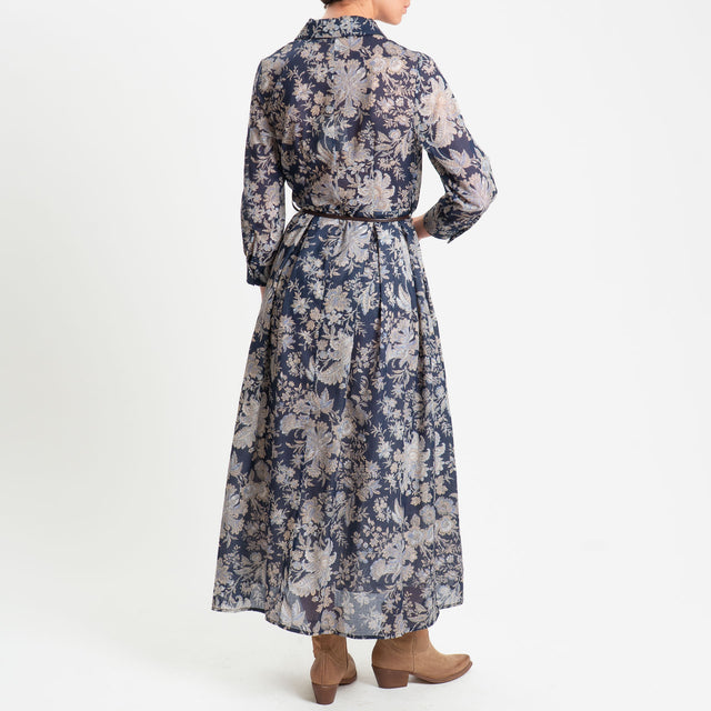 Tensione in-Chemisier in mussola fantasia floreale - blu/beige