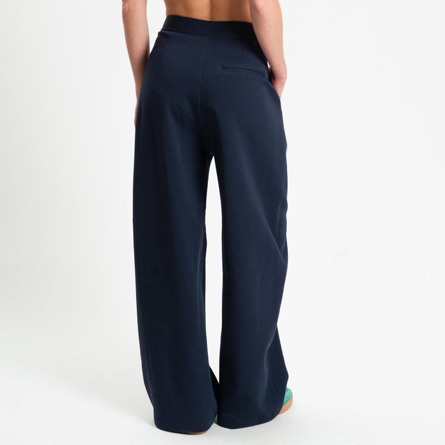 Tensione in-Pantalone wide leg felpa light tessuto elasticizzato - blu