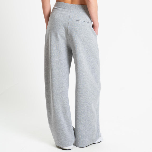 Tensione in-Pantalone wide leg felpa light tessuto elasticizzato - grigio chiaro