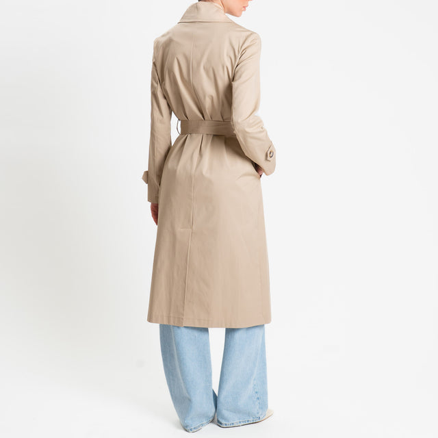 Tensione in-Trench doppiopetto con cintura - sabbia