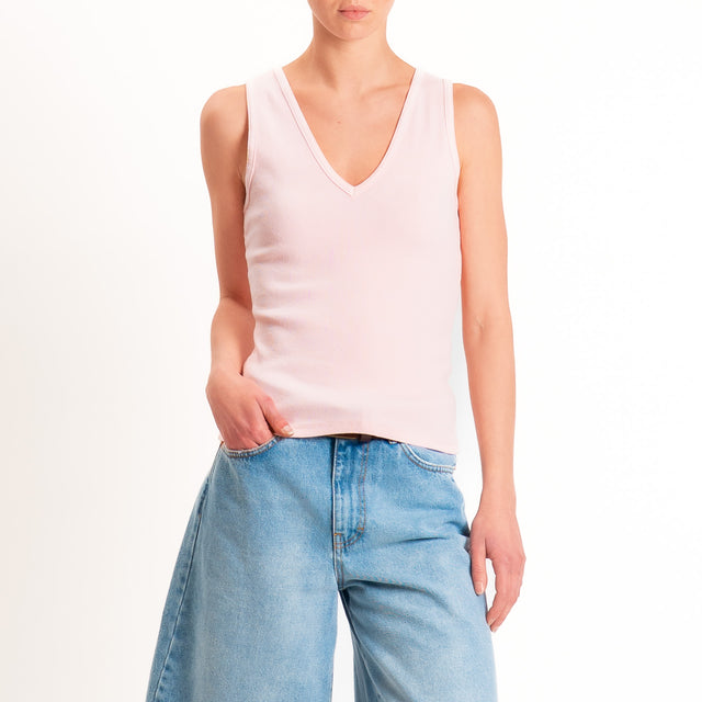Tensione in-Top doppio scollo v - pink