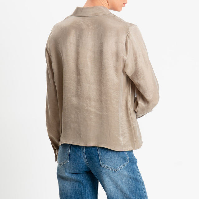 Tensione in-Camicia CLELIA Cupro Manopesca - calce