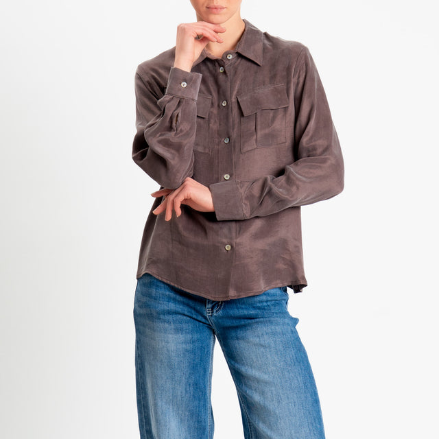 Tensione in-Camicia CLELIA Cupro Manopesca - moka