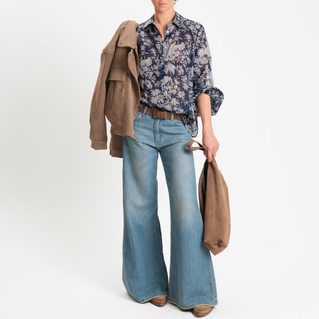 Tensione in-Camicia mussola fantasia floreale - blu/beige