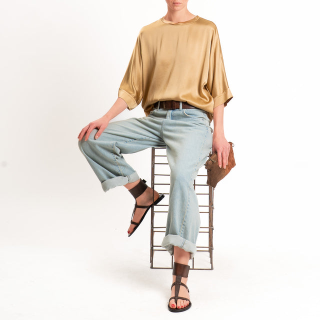 Tensione in-Blusa scatola manica 3/4 satin elasticizzato - desert