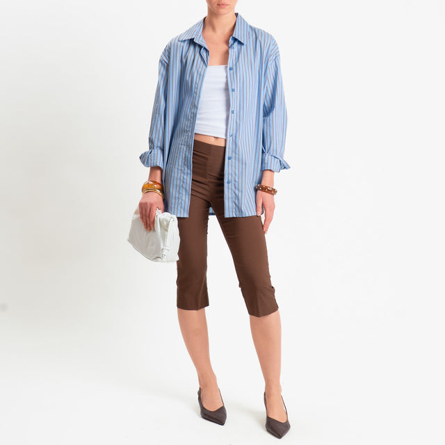 Tensione in-Pantalone capri elastico in vita - tabacco