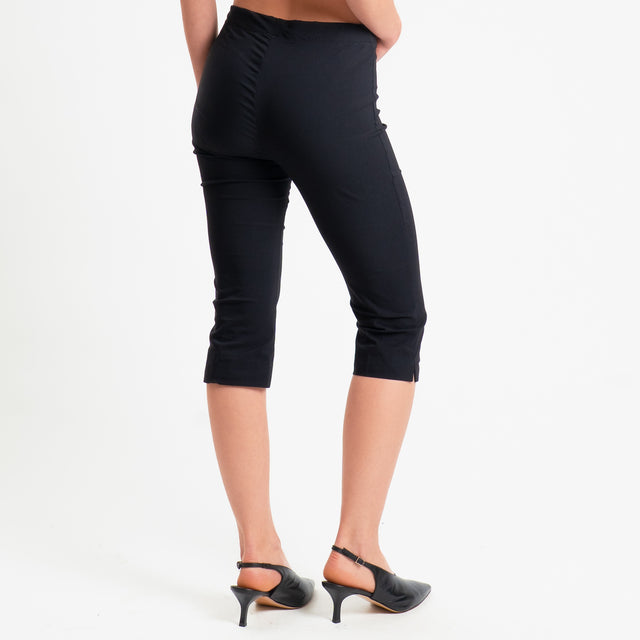 Tensione in-Pantalone capri elastico in vita - nero