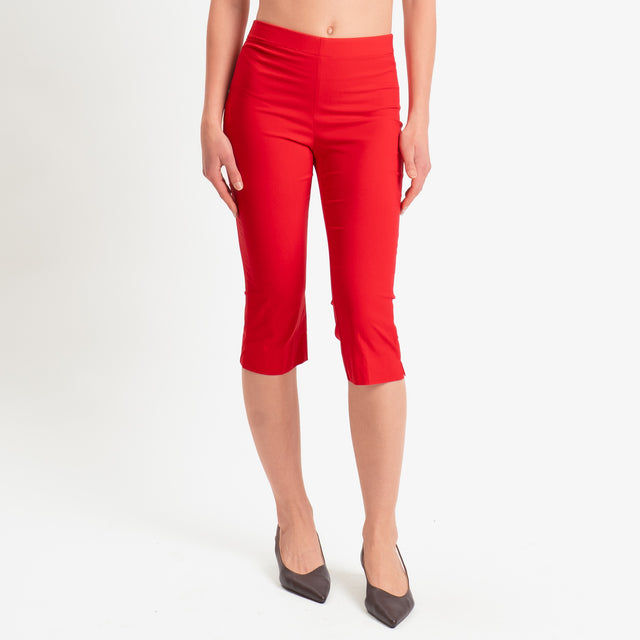 Tensione in-Pantalone capri elastico in vita - rosso