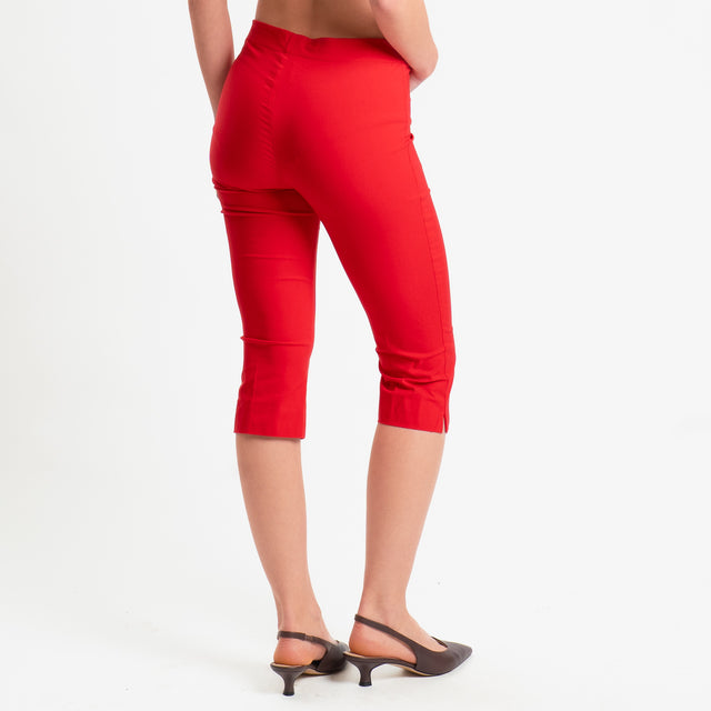 Tensione in-Pantalone capri elastico in vita - rosso