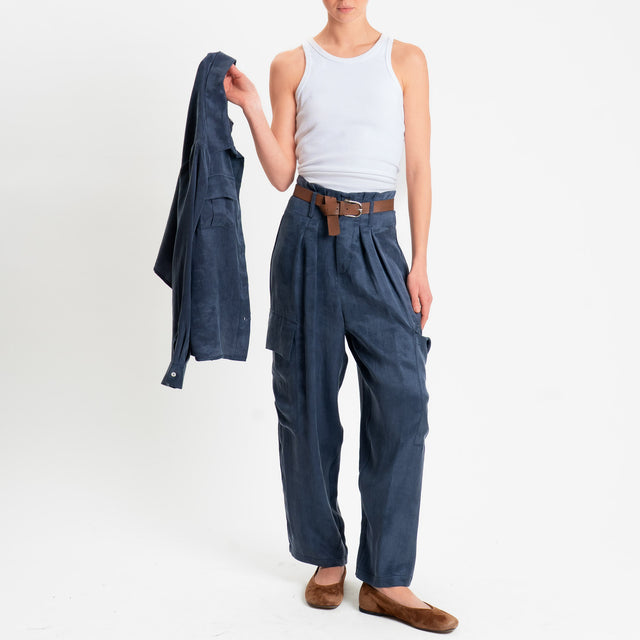 Tensione in-Pantalone CAROLINA cargo Cupro Manopesca - blu