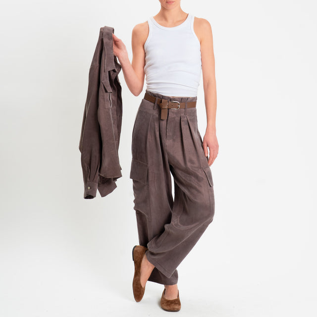 Tensione in-Pantalone CAROLINA cargo Cupro Manopesca - moka