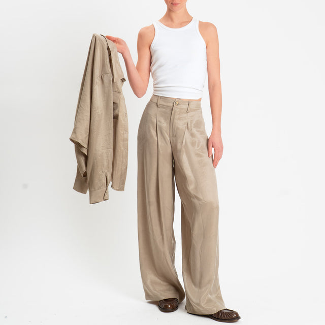 Tensione in-Pantalone CHIARA Cupro Manopesca - calce