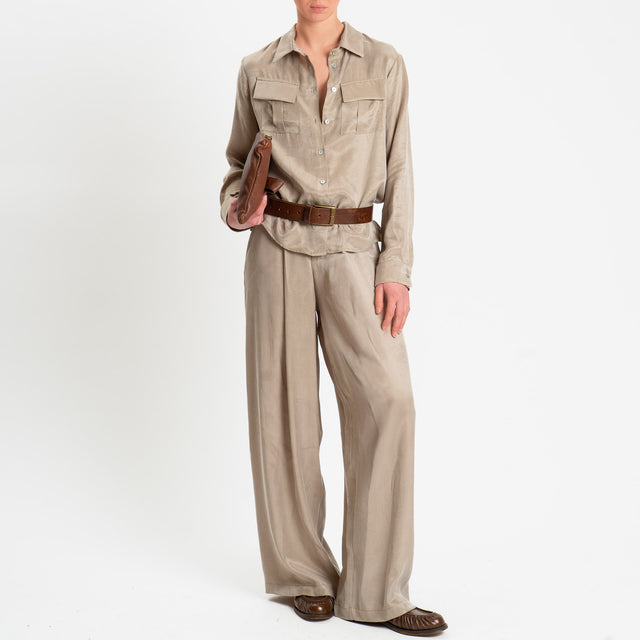 Tensione in-Pantalone CHIARA Cupro Manopesca - calce