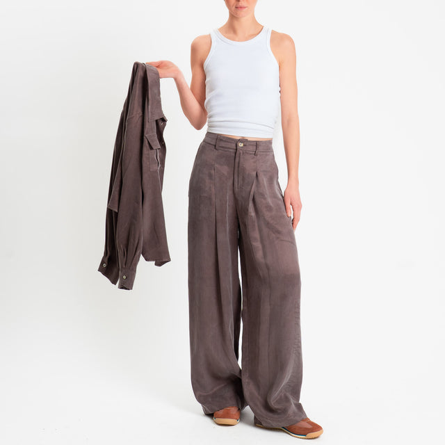 Tensione in-Pantalone CHIARA Cupro Manopesca - moka