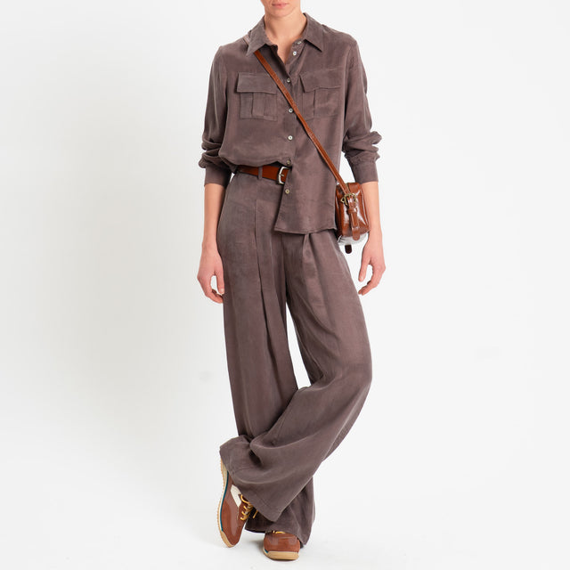 Tensione in-Pantalone CHIARA Cupro Manopesca - moka