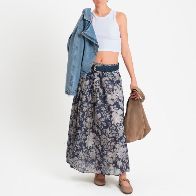 Tensione in-Gonna mussola fantasia floreale - blu/beige