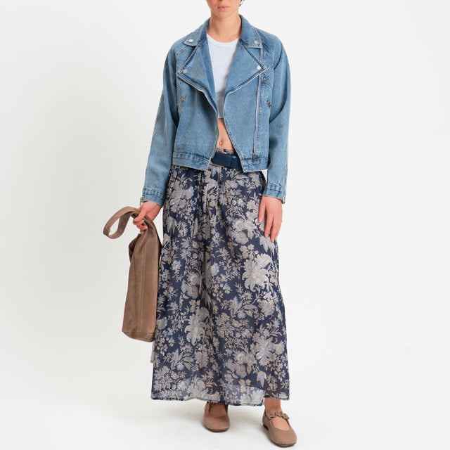 Tensione in-Gonna mussola fantasia floreale - blu/beige