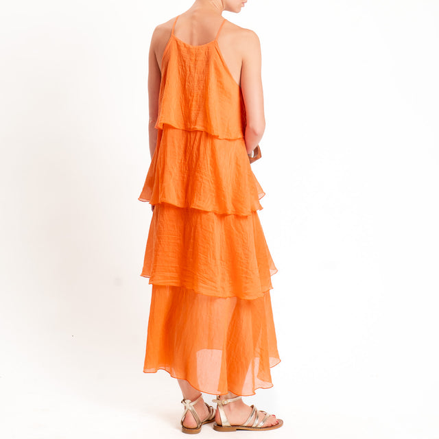 Tensione in-Abito mussola lyocell con balze - arancio