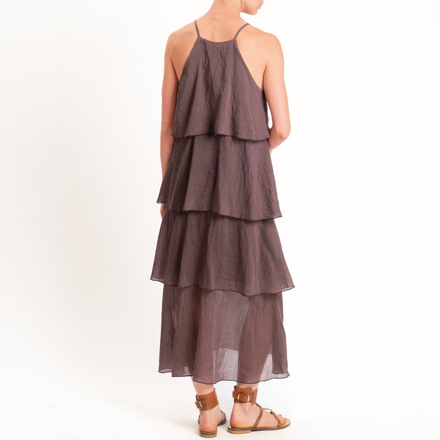 Tensione in-Abito mussola lyocell con balze - burgundy