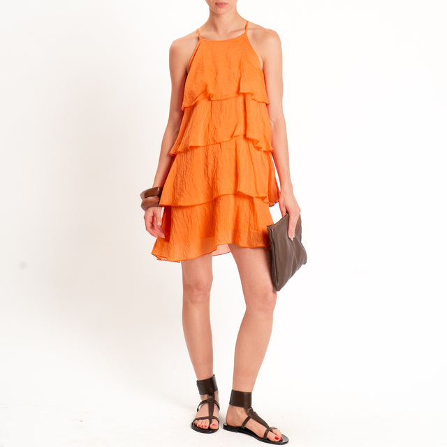 Tensione in-Abito corto mussola lyocell con balze - arancio