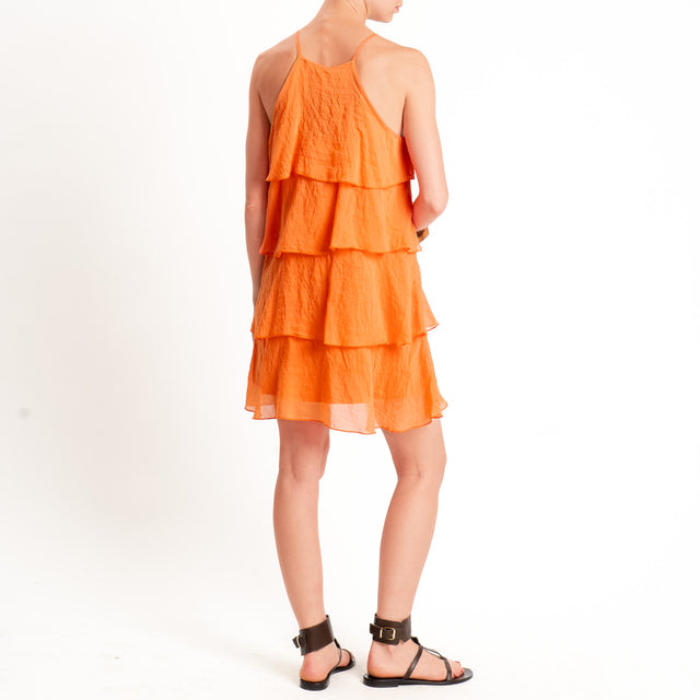 Tensione in-Abito corto mussola lyocell con balze - arancio