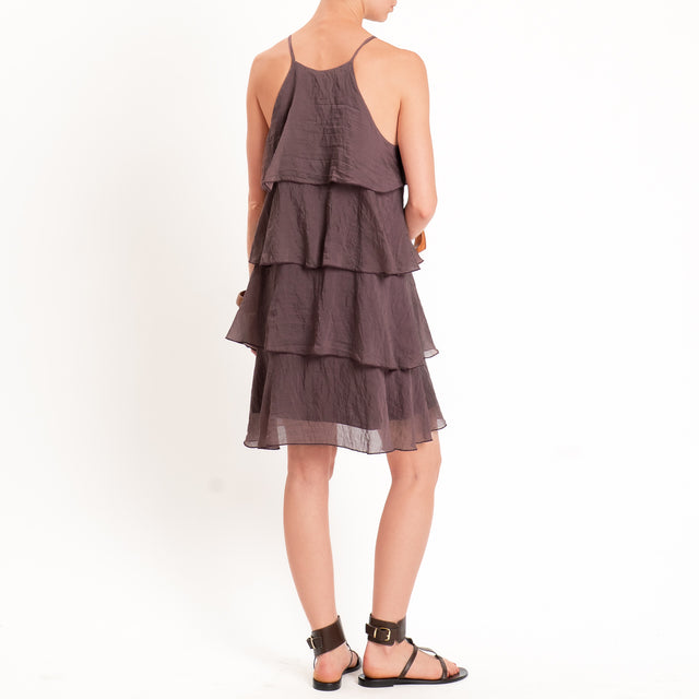 Tensione in-Abito corto mussola lyocell con balze - burgundy