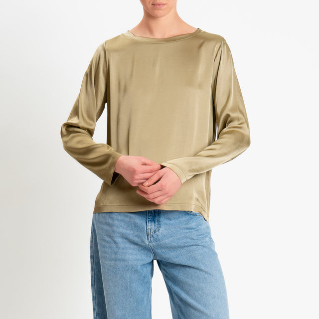 Tensione in-Blusa satin elasticizzata manica lunga - olio
