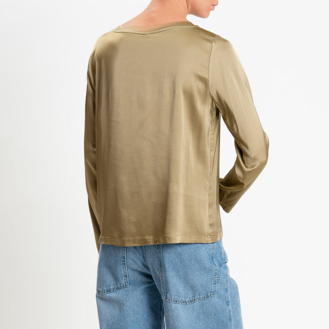 Tensione in-Blusa satin elasticizzata manica lunga - olio