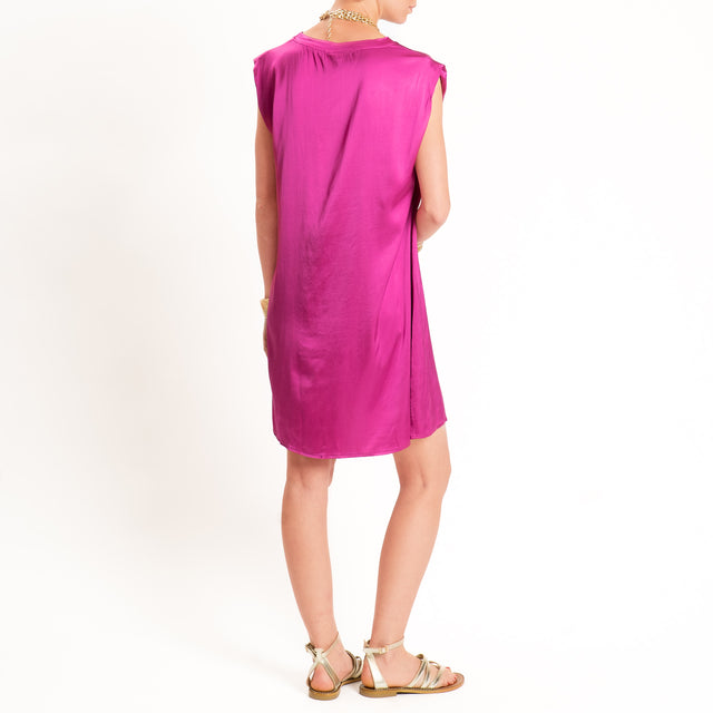 Tensione in-Abito satin smanicato elasticizzato - berry