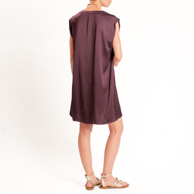 Tensione in-Abito satin smanicato elasticizzato - burgundy