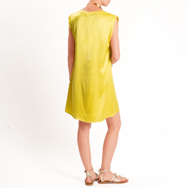 Tensione in-Abito satin smanicato elasticizzato - lime