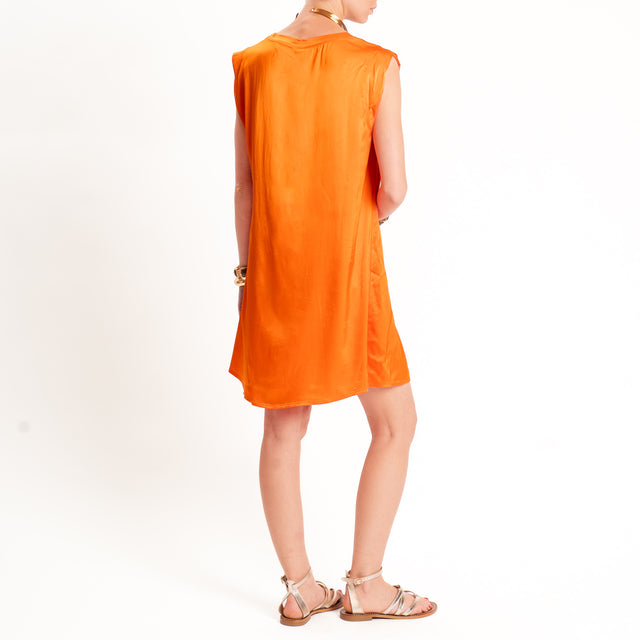 Tensione in-Abito satin smanicato elasticizzato - arancio